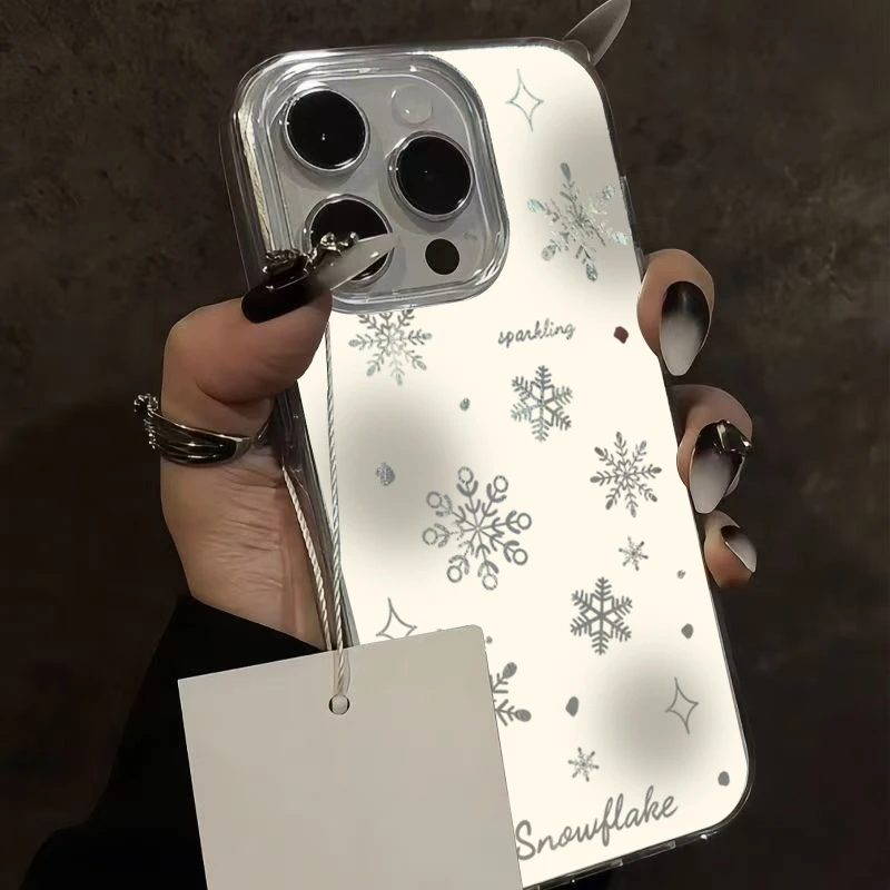 Funda de teléfono para Samsung Galaxy S25 S24 Ultra S23 S22 Plus S21 FE A26 A25 A24 A36 A56 A53 A55 cubierta con patrón de estrella y copo de nieve de invierno - imagen 3