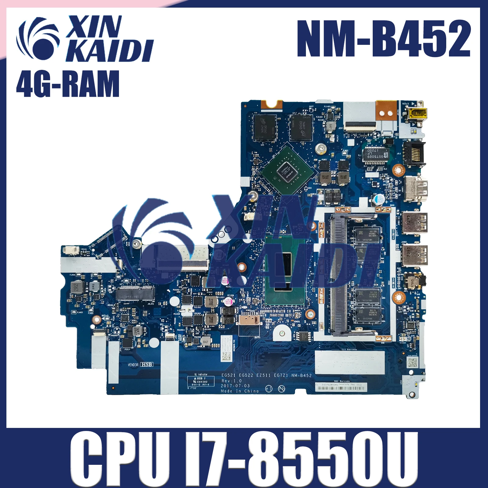 Para ASUS X712DA X512DK X712DK X512D X712DAP F512D F512DA placa base X512DA R3 R5 R7 IdeaPad 520-15IKB 320-15IKB NM-B452