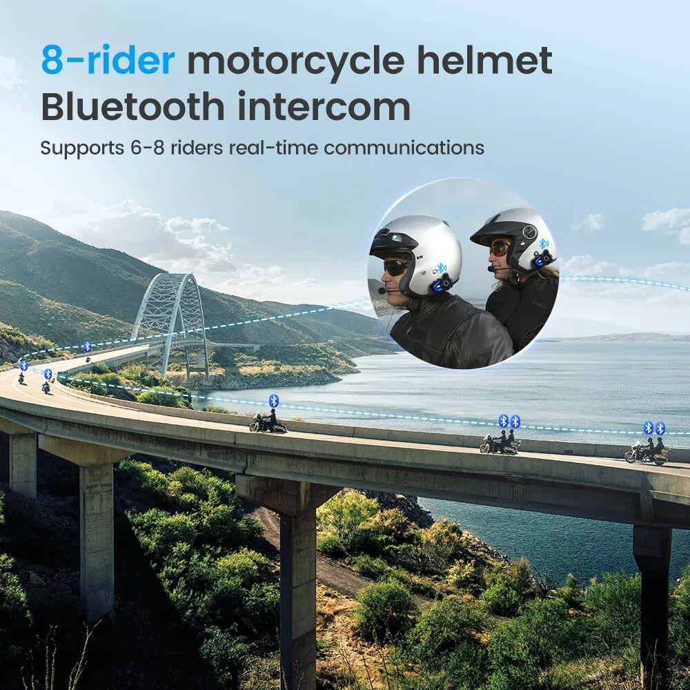 Auriculares intercomunicadores de 1500m con Bluetooth para motocicleta GX8 GEARELEC - imagen 5