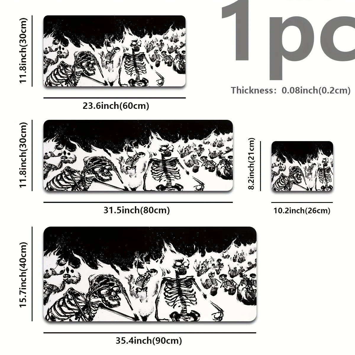 Alfombrilla de ratón para juegos con diseño de calavera grande, duradera, antideslizante, XXL, para oficina, hogar, escritorio, portátil, mini alfombrilla para ratón, accesorios para juegos - imagen 4