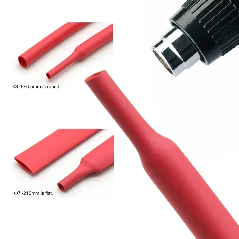 Tubo termorretráctil de 1/3/5 metros, 2:1, diámetro rojo, 0,6mm ~ 80mm, reparación de cables, bricolaje, protector de Cable, envoltura de tubo - imagen 4