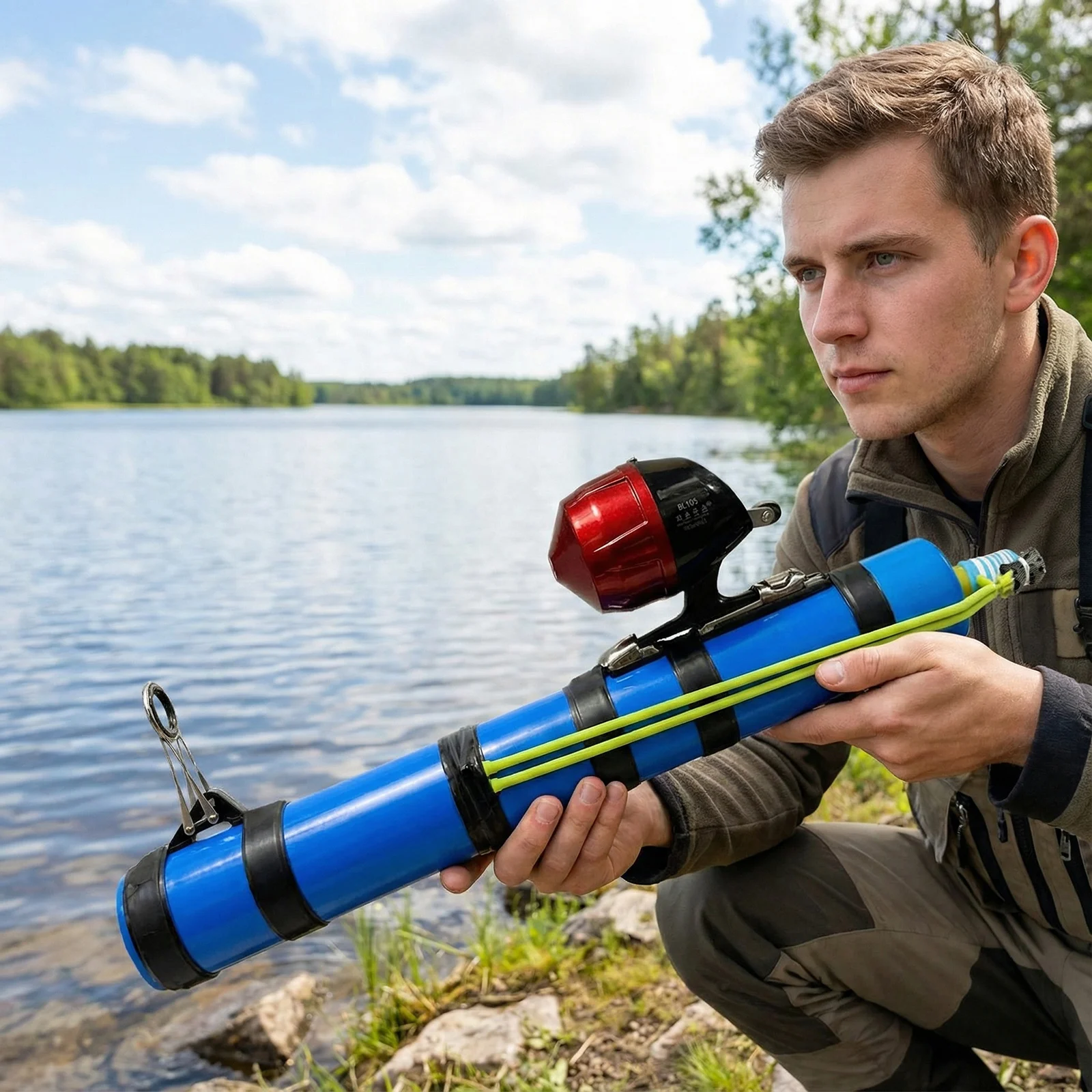Cañas de pescar de lanzamiento preciso con carrete, soporte compacto para caña de pescar, equipo de lanzamiento de cebo de pescado para lubina, trucha, bagre, agua salada - imagen 4