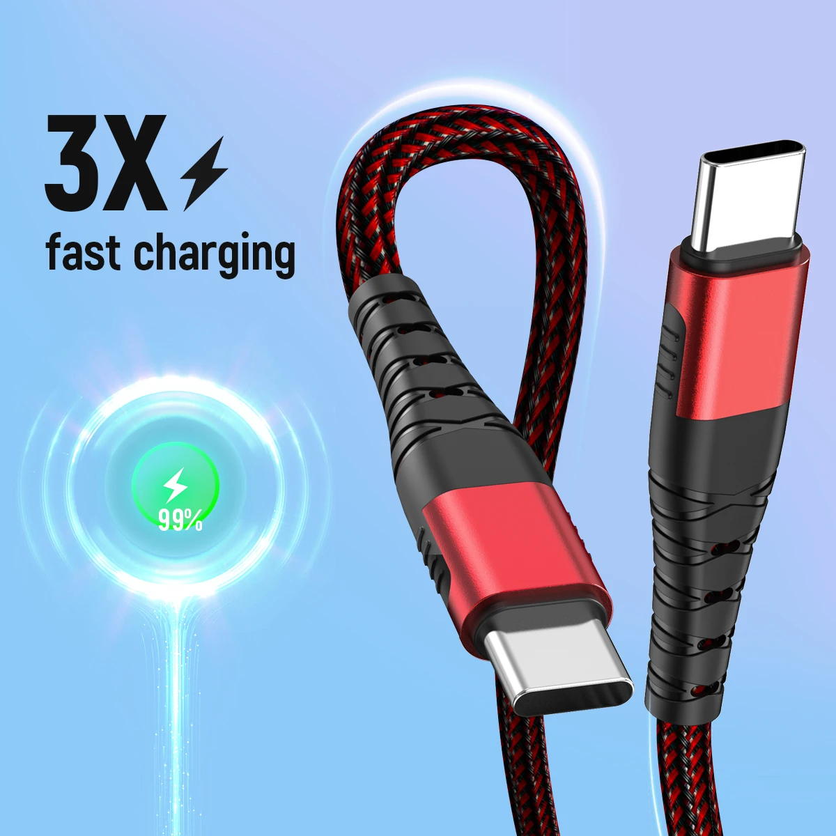 PD 60W USB C a tipo C Cable de carga súper rápida Cable cargador de teléfono para Samsung Xiaomi Huawei Oneplus POCO OPPO Cable de datos