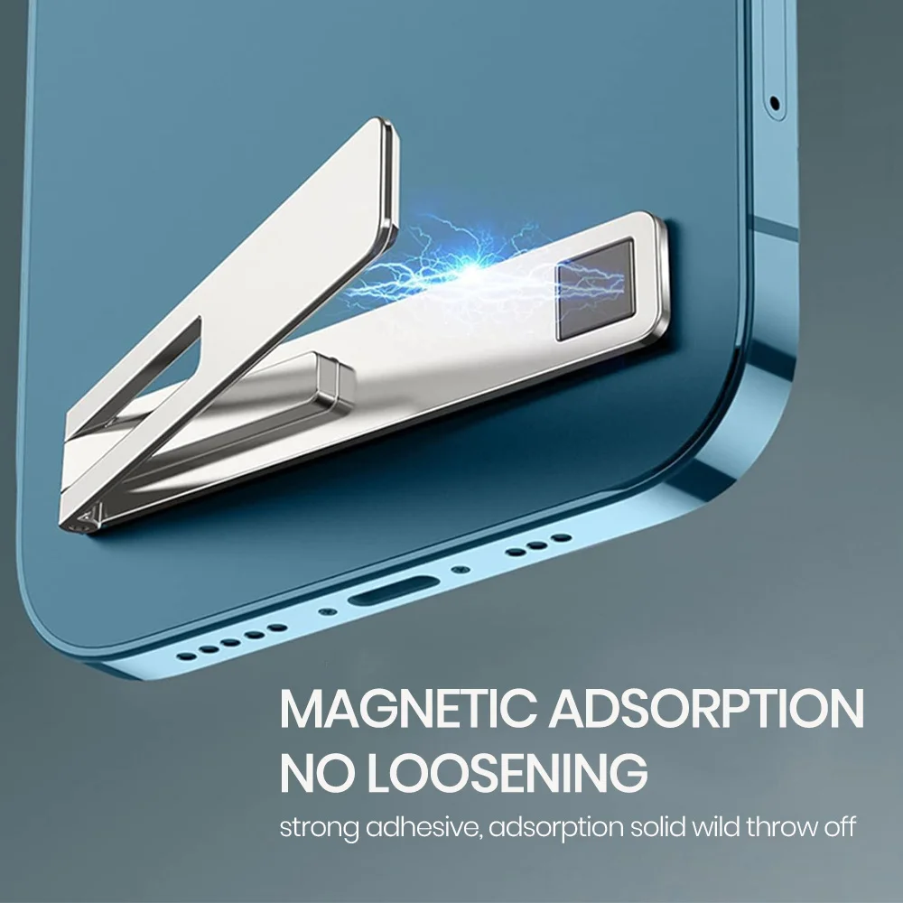 Soporte magnético ultrafino Invisible Universal para teléfono móvil, soportes plegables de aleación de Metal para teléfono móvil de escritorio, soporte para teléfono - imagen 2