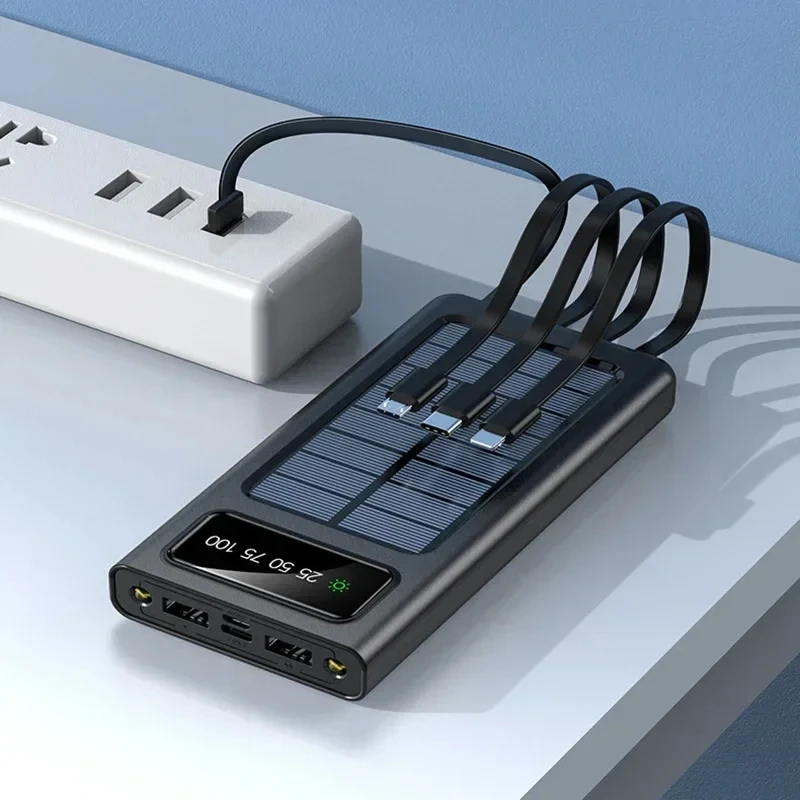 Xiaomi 200000 Banco de energía Solar mAh, batería de carga rápida de energía móvil de gran capacidad con USB Dual 4 Cables para iPhone Samsung - imagen 5