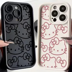 Funda de teléfono Kawaii rosa Hello Kittys para iPhone 16 15 14 13 12 11 Pro Max Mini XR XS X 7 8 6 6s Plus cubierta trasera suave de TPU