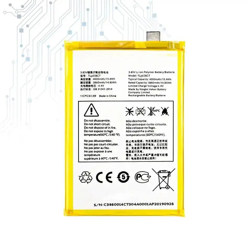4000Mah para batería de teléfono móvil de alta capacidad Alcatel TLP038C7 - imagen 2