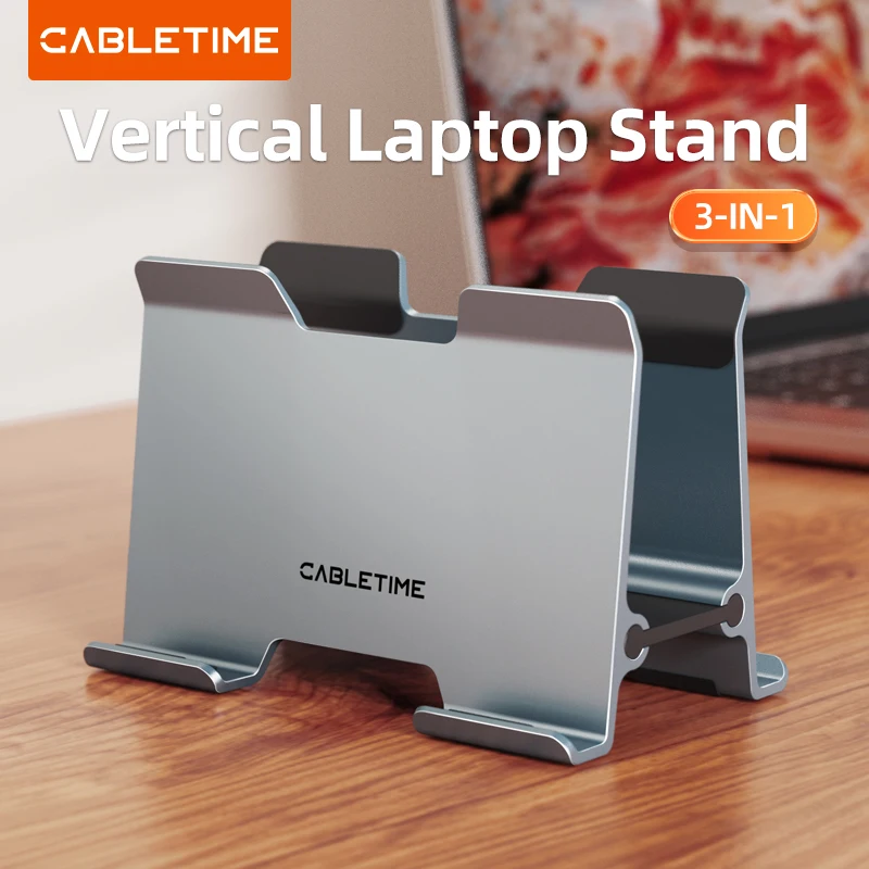 CABLETIME-soporte Vertical para ordenador portátil, base antideslizante de aleación de aluminio para MacBook Pro Air y iphone