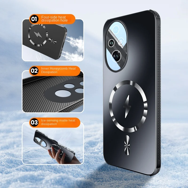 Para Huawei Honor 200 Pro funda dura mate magnética lente de carga inalámbrica funda protectora trasera para Honor 200 100 Pro Shell - imagen 3