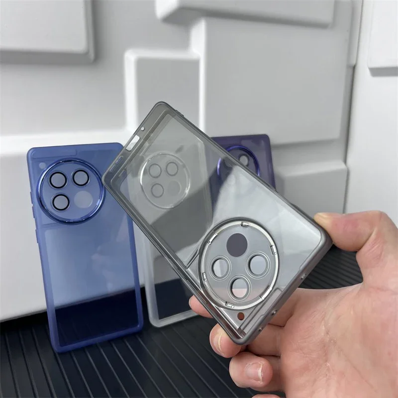 Fundas de teléfono para Oneplus 12R 5G, cubiertas traseras de película de vidrio acrílico de silicona transparente de alta calidad con Protector de lente - imagen 4