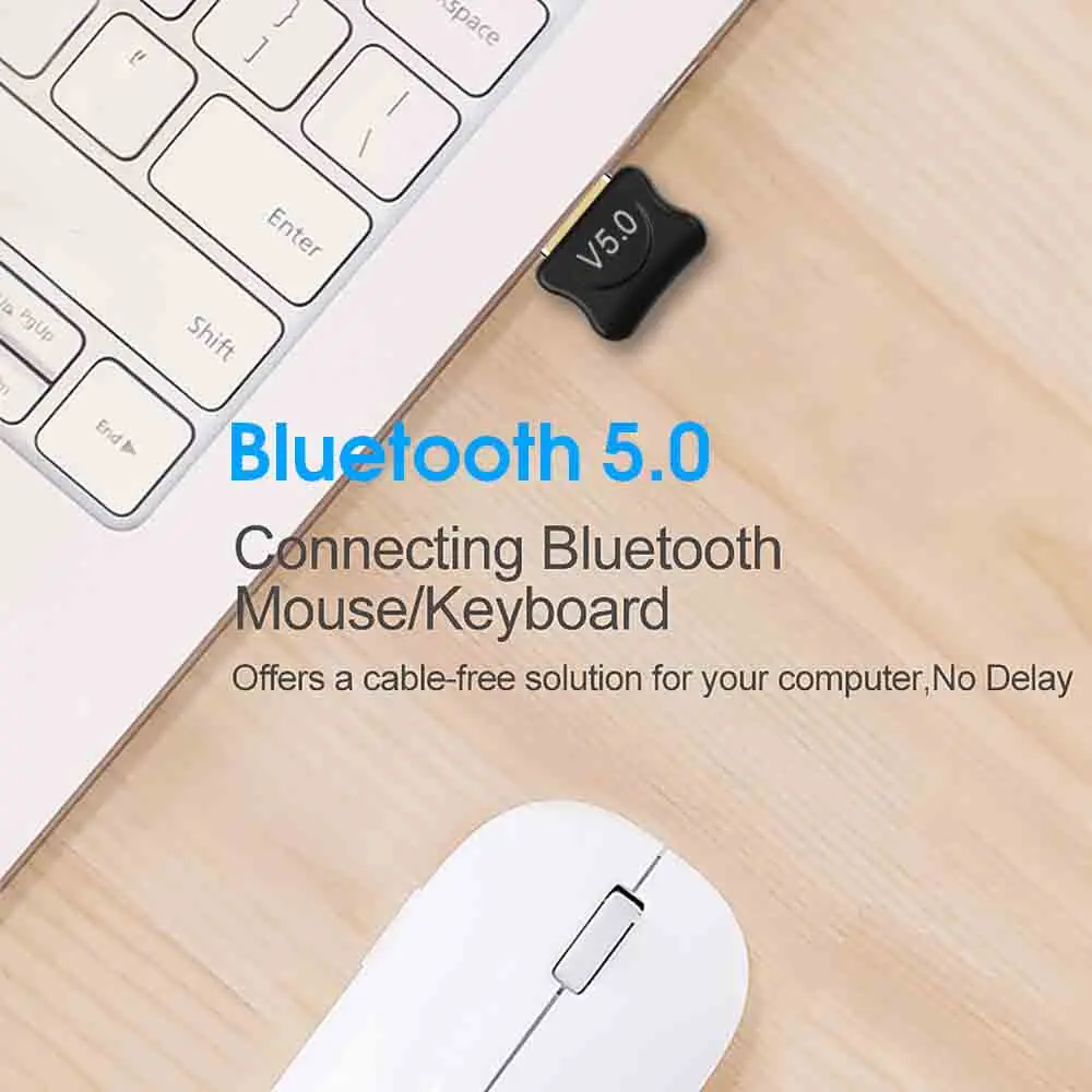 Adaptador USB BT5.0 Dongle compatible con Bluetooth 5,0 Adaptador para PC portátil altavoz inalámbrico receptor de Audio transmisor USB - imagen 3