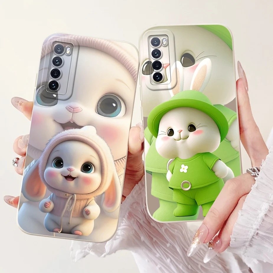 Para Huawei Nova 7 Pro 5G funda JER-AN10 lindo gato patrón de rejilla cubierta suave TPU Fundas de teléfono para Huawei Nova 7 SE Nova7 Pro 5G Fundas - imagen 2