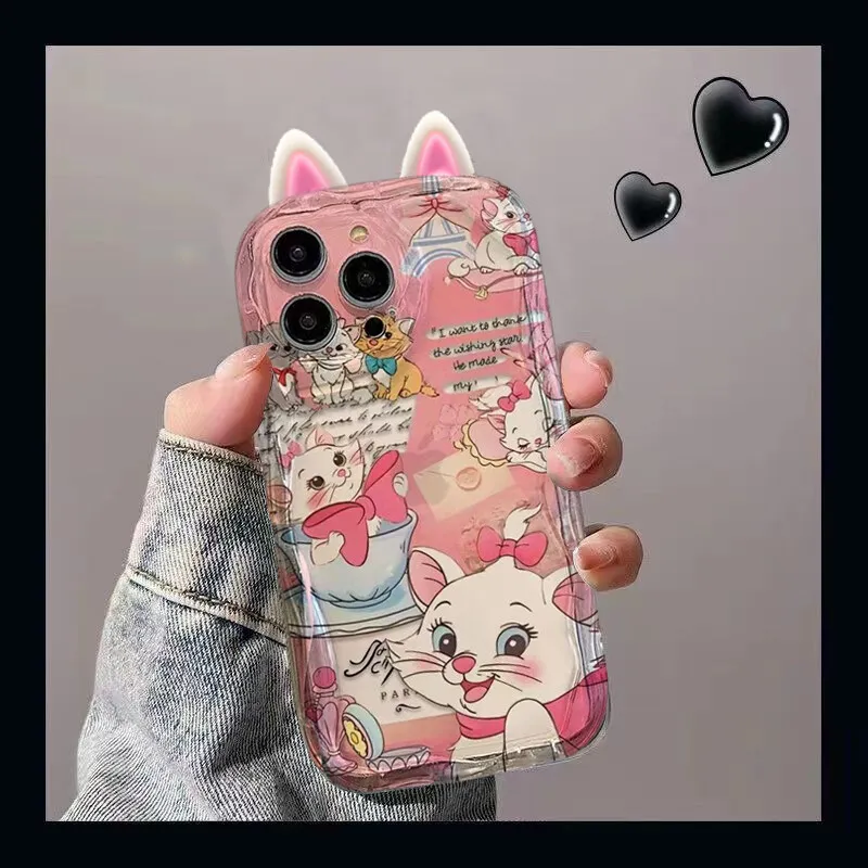 Funda para Realme C53 C55 C67 C63 C65 C35 C33 C21Y C25Y C51 8 5G 10 13 11 12 Pro Plus GT 6 Note 60 cubierta Mary Cat 3D oreja de gato - imagen 3
