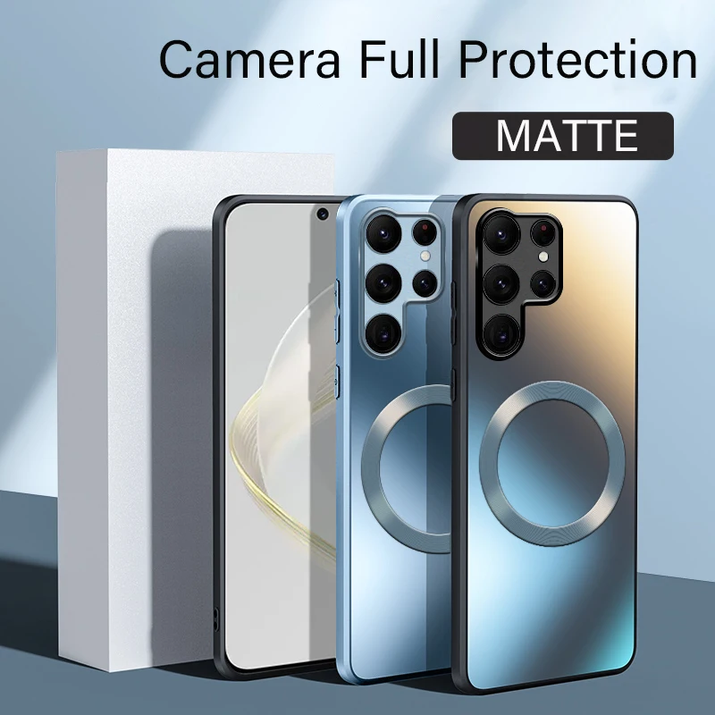 Funda rígida de silicona mate AG para Samsung Galaxy S24Ultra S24 S23 S22 Plus, fundas de carga inalámbrica magnéticas para teléfono Ultra esmerilado - imagen 3