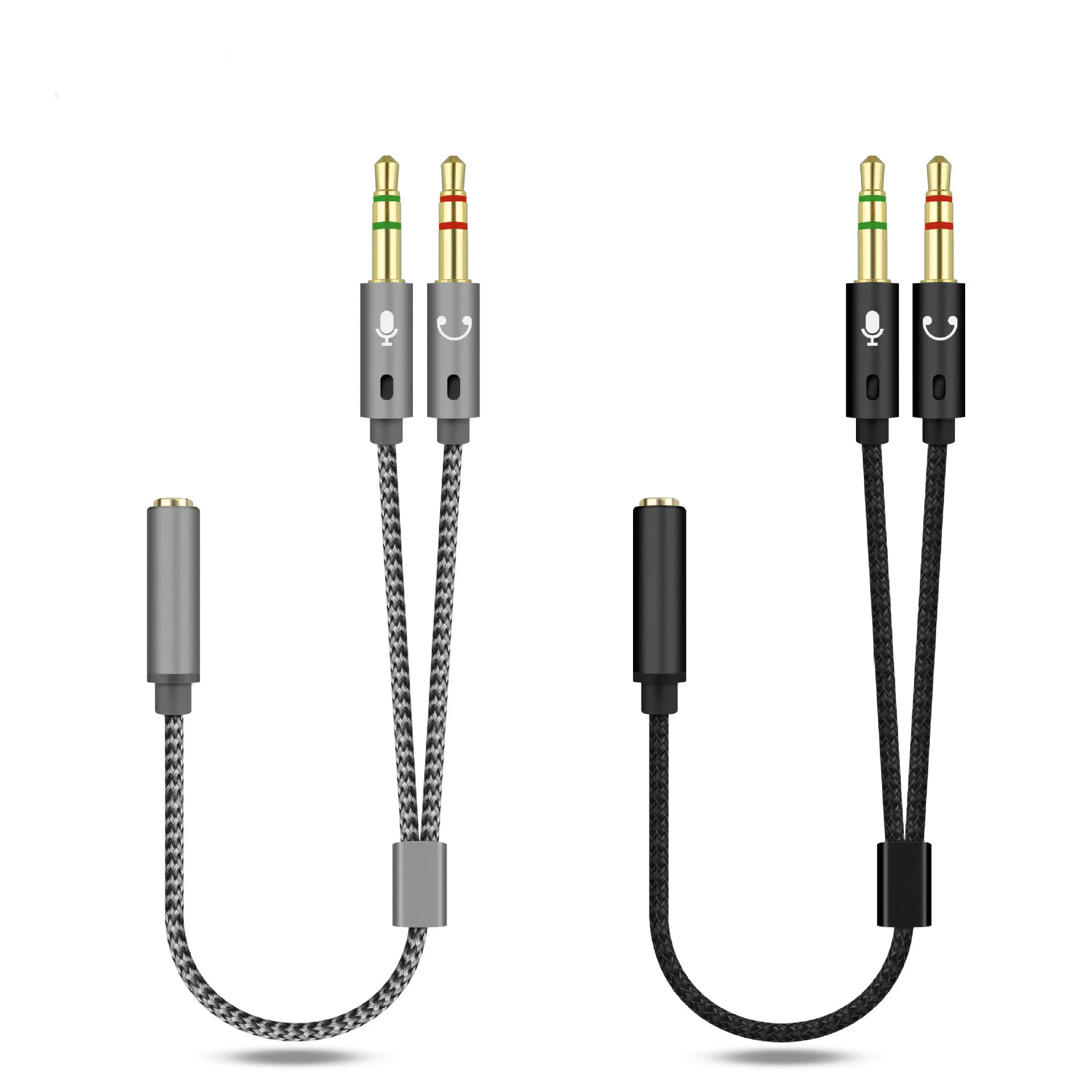Auriculares para ordenador portátil 3,5 mm 2 a 1 cable de conversión teléfono móvil micrófono audio 3,5 mm 1 a 2 adaptador de extensión cable convertidor de PC 25 cm