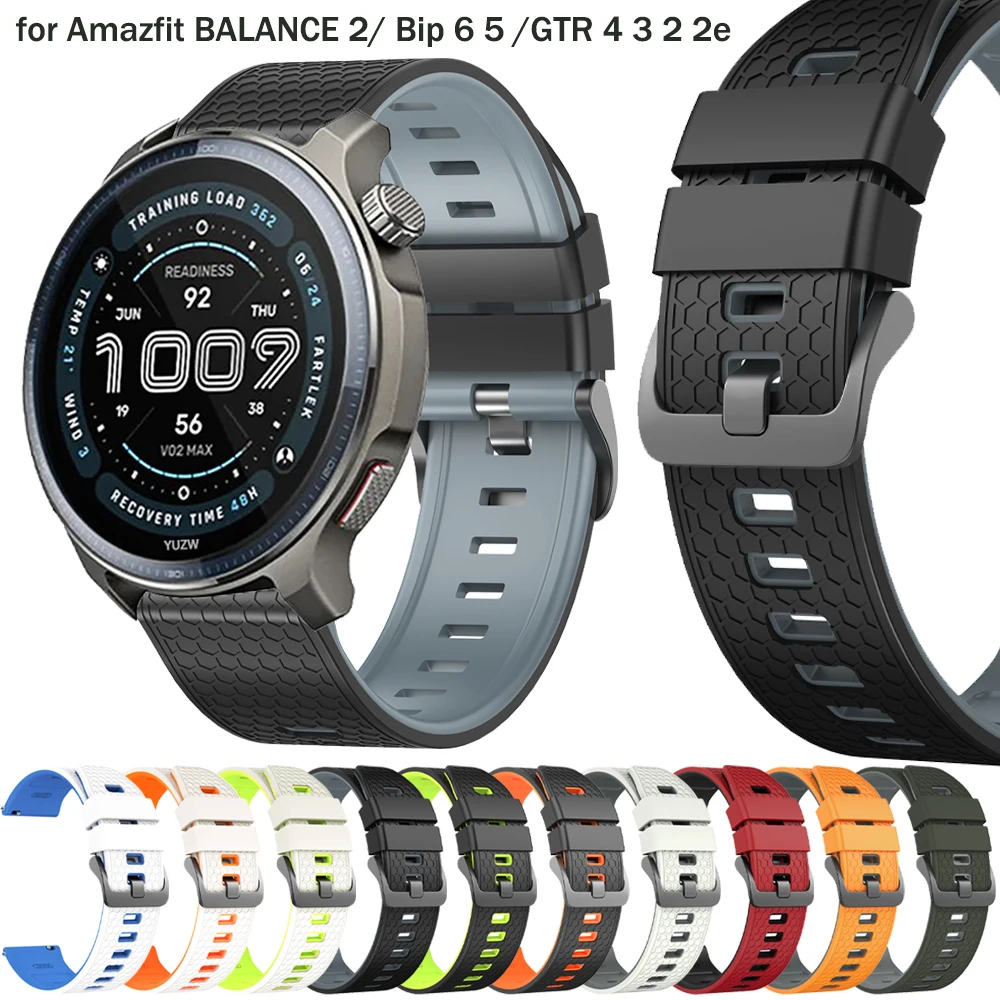 Correa de silicona de dos tonos para Amazfit Balance 2/Cheetah GTR 4/3/2 46mm pulsera deportiva para Amazfit Bip 6 5 22mm banda de liberación rápida - imagen 2