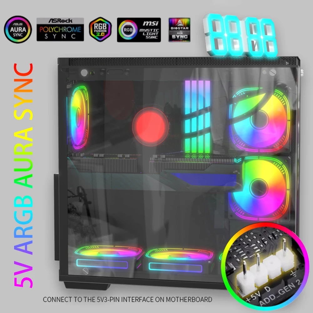 Disipador de calor con almohadilla de silicona térmica para PC de escritorio, radiador ARGB Aura Sync, chaleco de refrigeración de memoria de PC, 5V, 3 pines RAM - imagen 5