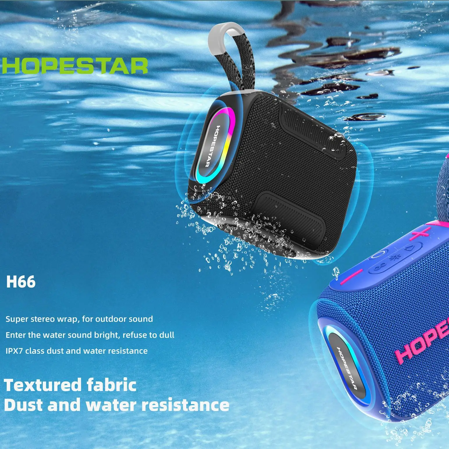 HOPESTA H66 Altavoz Bluetooth inalámbrico portátil con mango potente sistema de sonido RGB GO4 altavoz estéreo inalámbrico verdadero Radio FM Audio - imagen 3