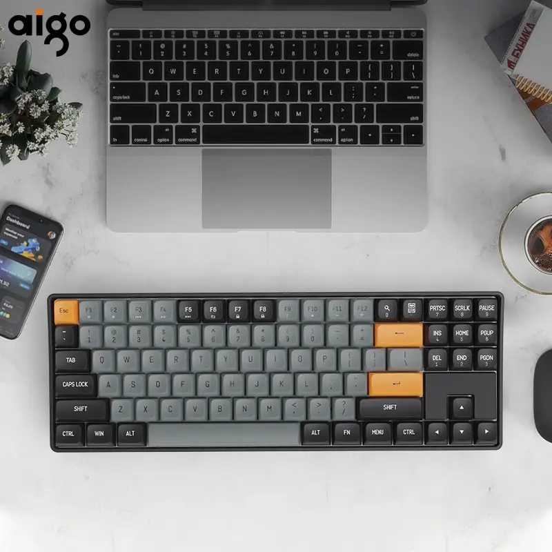 Aigo GD89 Teclado mecánico 2,4G inalámbrico Gaming Mini USB con cable interruptor rojo 89 teclas teclado Gamer para ordenador PC