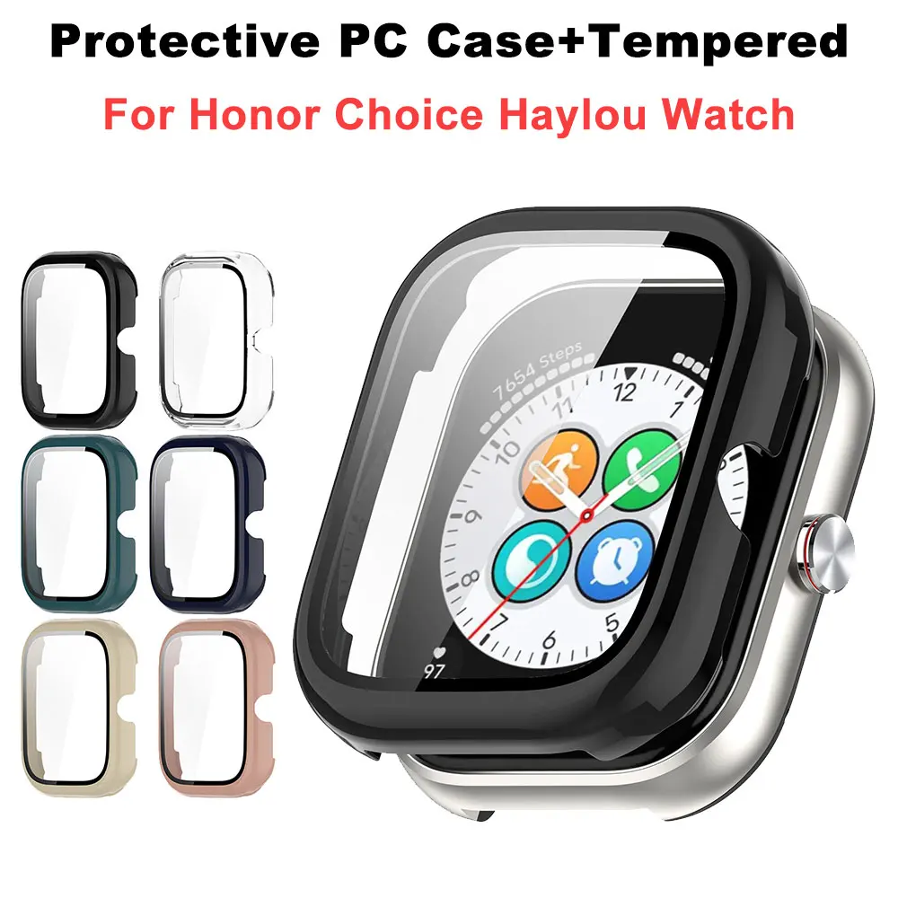 Caja de reloj de PC con vidrio templado para Honor Choice Haylou, marco de protección para reloj, Protector de pantalla anticaída a prueba de polvo