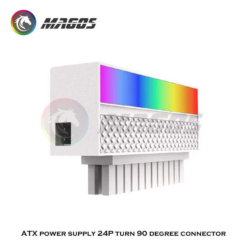 Adaptador PSU de 24 pines, conector de codo de 90 grados, embellece el cableado, convertidor de dirección de giro en ángulo recto, 5V ARGB, negro/blanco - imagen 3