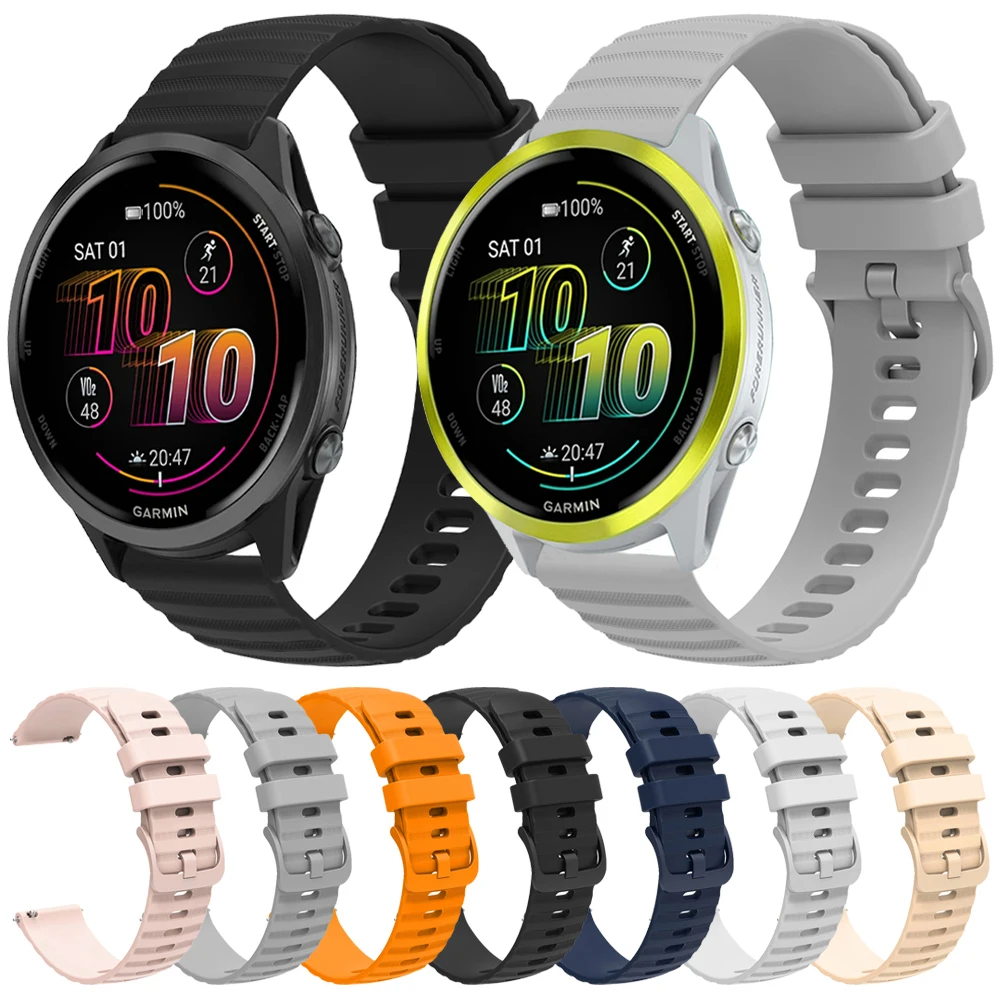 Correa deportiva de silicona de 20mm y 22mm para Garmin Forerunner 570 265 255 165 645 Music/Venu 3 Sq 2 pulsera para Vivoactive 6 5 4 Correa