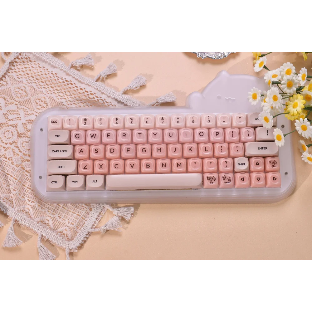 Tapa de tecla de gelatina de lima, bonita y redonda PBT + PC, 130 teclas HOA Pudding, translúcida, Compatible con teclado mecánico 61/68/75/104 - imagen 5