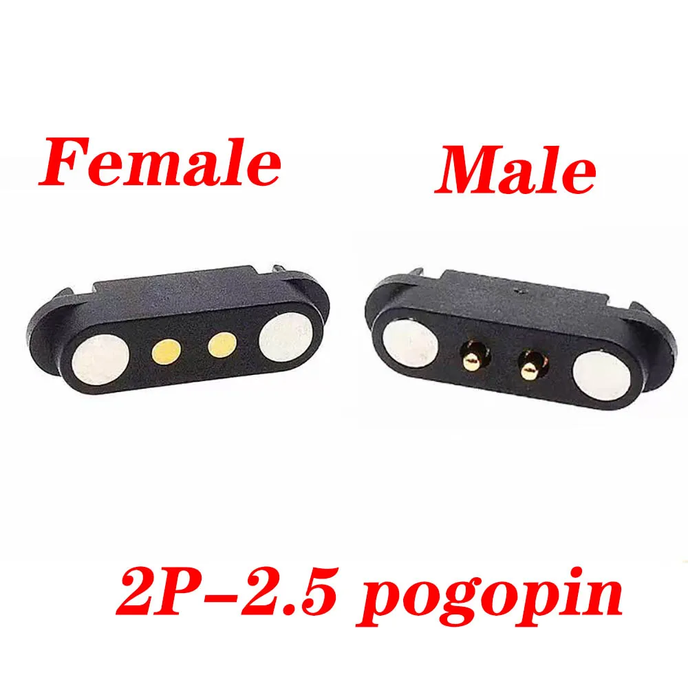 1-6 uds 2 pines con orejas espaciado impermeable 2,54mm conector Pin Pogo magnético Pogopin macho hembra toma de corriente CC con resorte - imagen 4