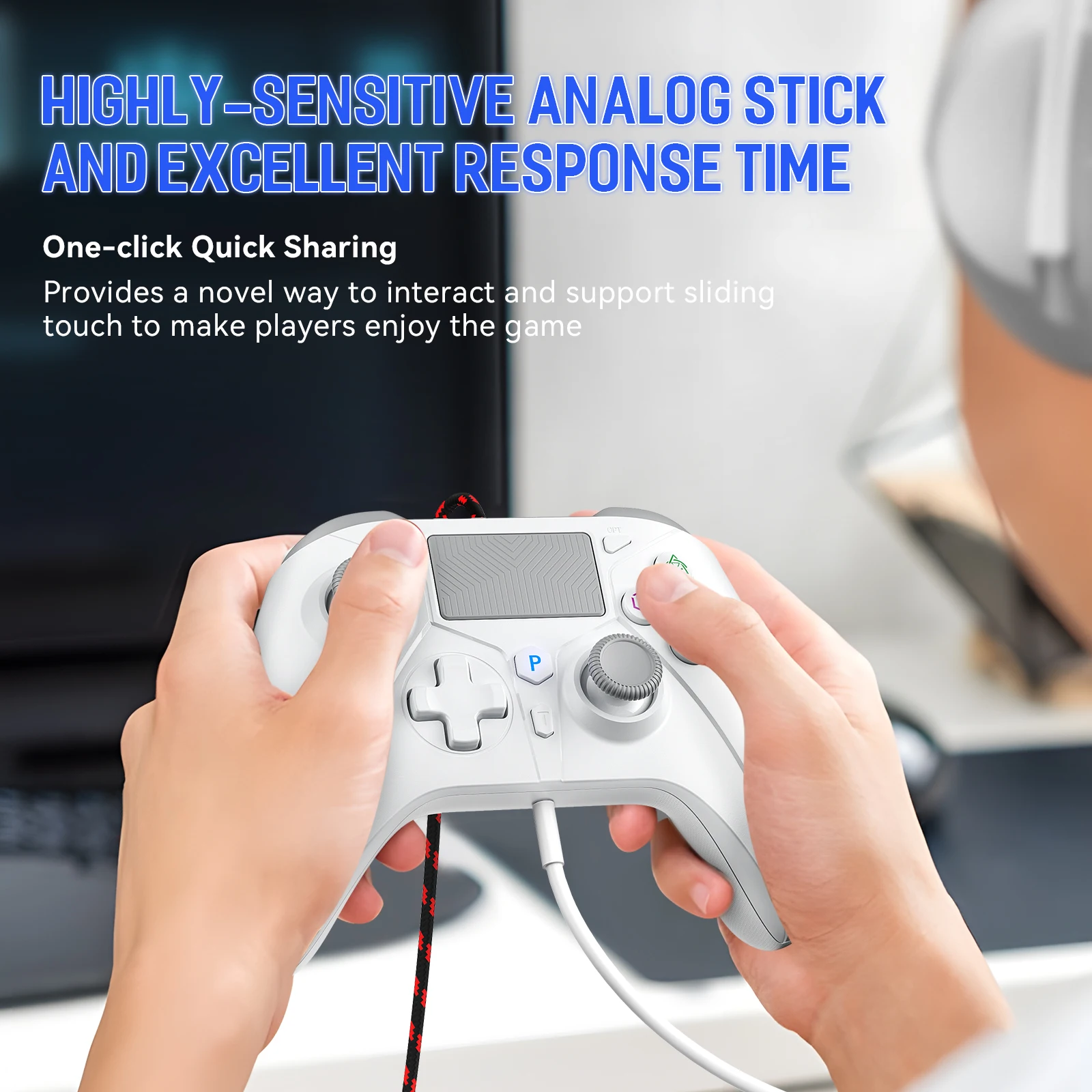 Controlador con cable Bonadget para consola de mando de juegos Ps5/pc Dualsense compatible con función de vibración/3,5mm Trrs/programación/Turbo - imagen 5