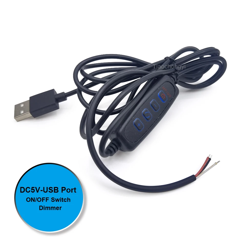 Atenuador LED de 5V y 2A, puerto USB, línea de alimentación, Cable de extensión de Color a juego con adaptador de interruptor de encendido y apagado para bombilla LED - imagen 2