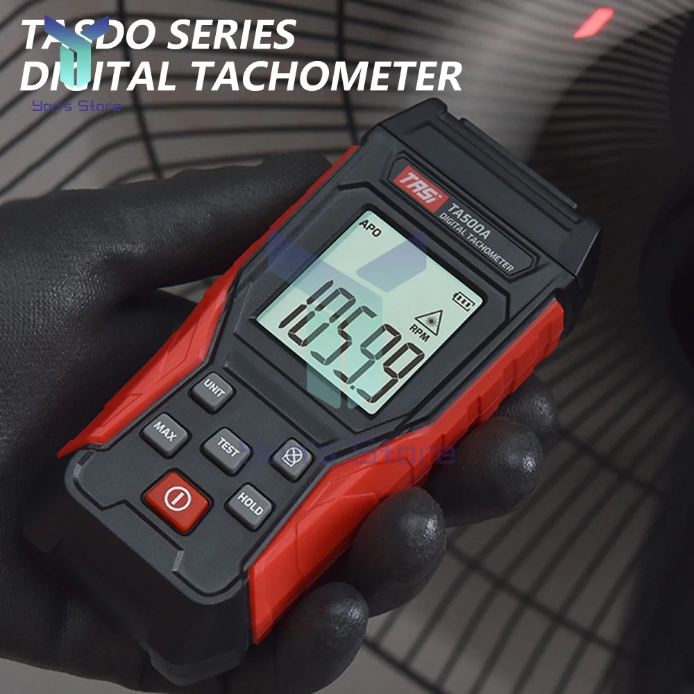 Tacómetro láser Digital TA500C, 1 piezas, 0,3 ~ 100000RPM, pantalla de 9999 Rpm, medidor de RPM, interruptor de tacómetro de contacto 2 en 1, velocímetro