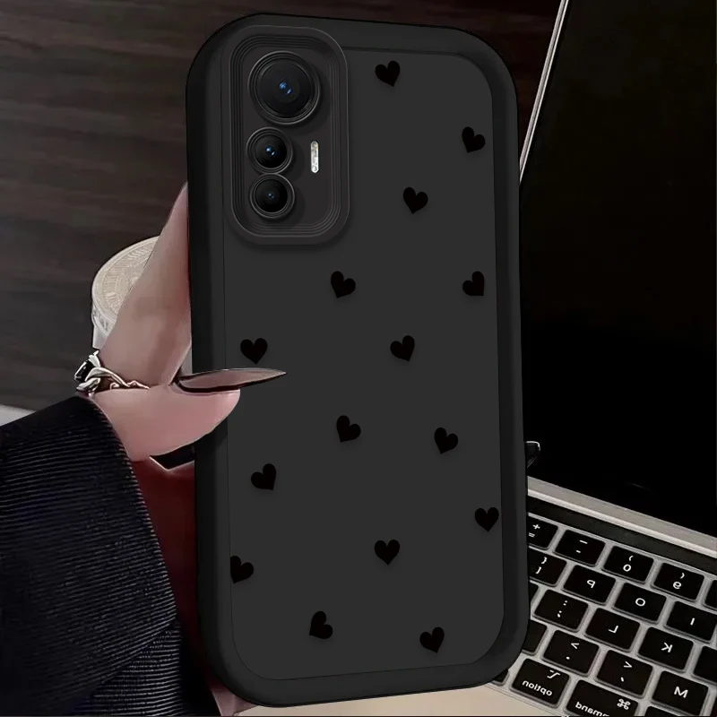 Funda de corazón de amor rojo y negro para Xiaomi Poco X7 X6 X5 X3 NFC F7 F6 F5 F3 M7 M6 Pro 4G 5G Mi 12 11 Lite NE 5G 13T 12T 11T 14T Pro - imagen 4