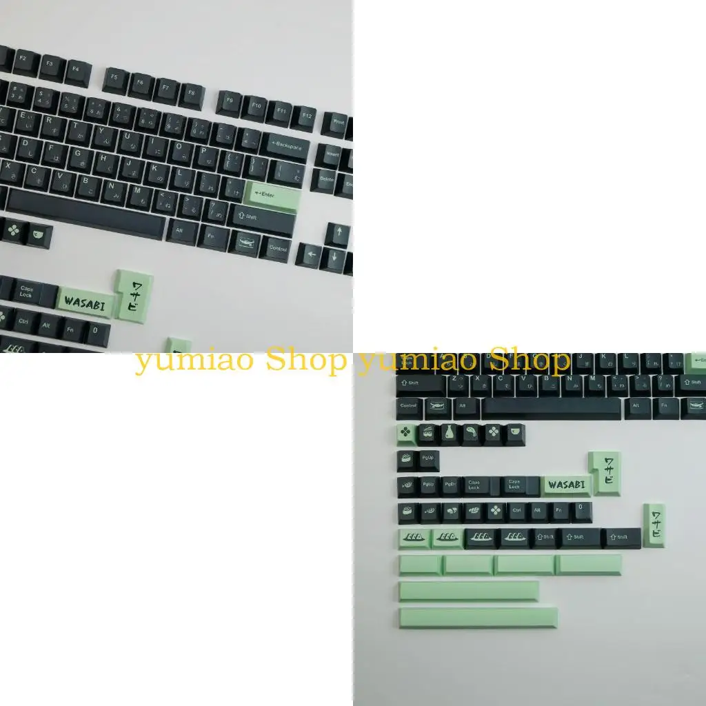 587b PBT CHERRY PERFIL Capas Dye-Sub 142 Teclas mostaza Wasabi personalizadas para teclado mecánico interruptor MX