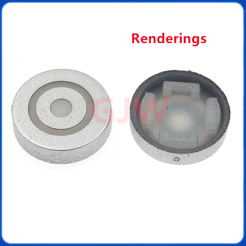 10 Uds. Con diseño de logotipo diferente, tapa de interruptor táctil con luz, interruptor de logotipo de alimentación de 10mm, tapa de botón gris plateado