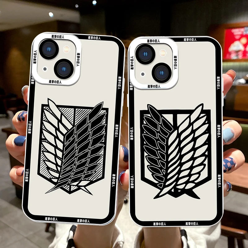 Logotipo de Anime Attack on Titan para Apple iPhone, 15, 14, 13, 12, 11, XS, XR, X Pro MAX, 8, 7 Plus, SE, Ojos de Ángel, funda transparente para teléfono - imagen 2