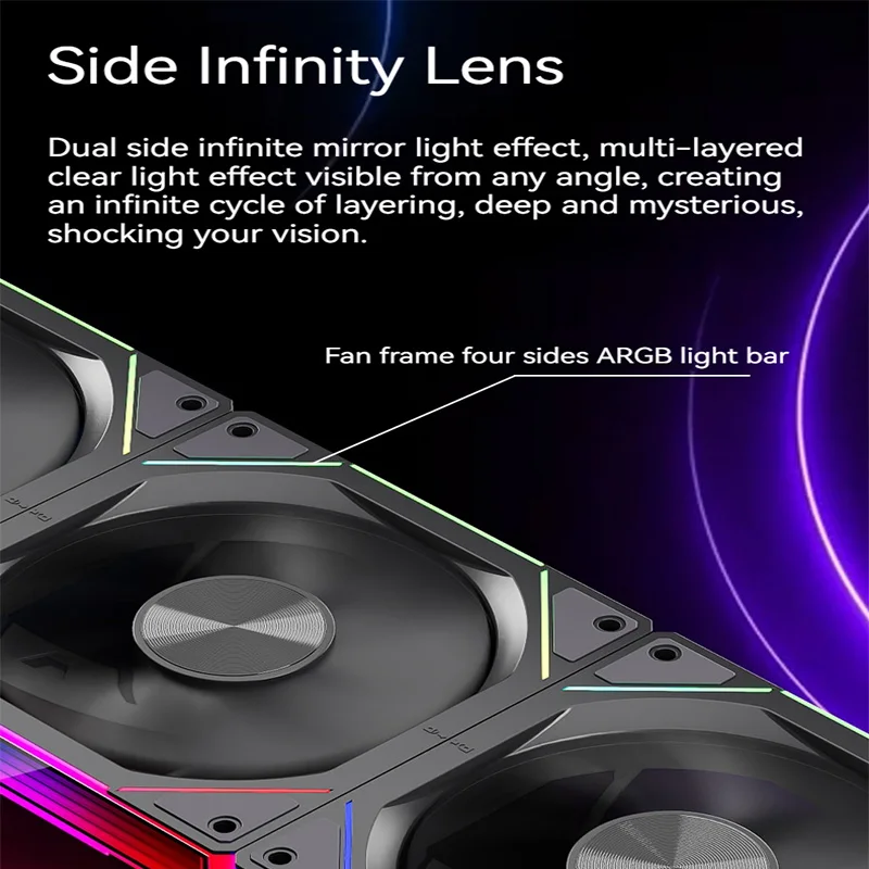 TEUCER 1 Uds JM-5 ventilador con cubierta de ordenador 12CM ARGB efecto de luz de espejo ventilador Modular sin cable 4 pines PWM refrigeración por agua ventilador enfriador de 360mm - imagen 2