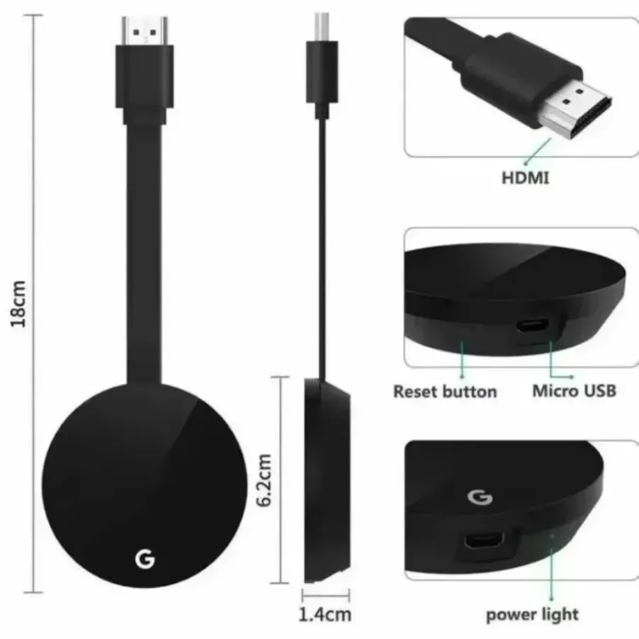 Compatible con HDMI Chromecast Google inalámbrico WiFi Mirascreen HD Display Dongle medios transmisión vídeo tv hogar inteligente para ios/Android - imagen 5