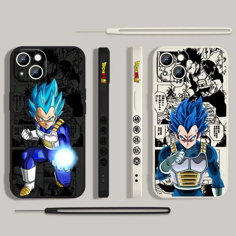 Anime d-dragon Ball Vegeta para Apple iPhone 17 16 15 14 13 12 11 Air Mini Plus Pro Max cubierta de la caja del teléfono de la cuerda izquierda líquida - imagen 2
