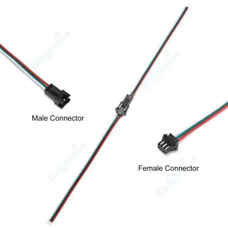 Conectores de Cable JST SM de 3 pines de 15cm, Cable de enchufe macho hembra 22/20AWG para tira de LED, paquete de batería de coche, controlador de lámpara de luz de tira Led DIY - imagen 3