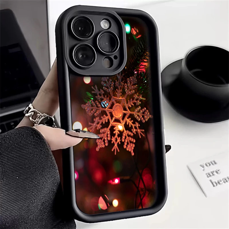 Para Samsung Galaxy S25 S24 S23 S22 Ultra Plus S21 FE funda de teléfono con copo de nieve de Navidad para A55 A54 A53 A15 A35 A34 A16 A56 5G