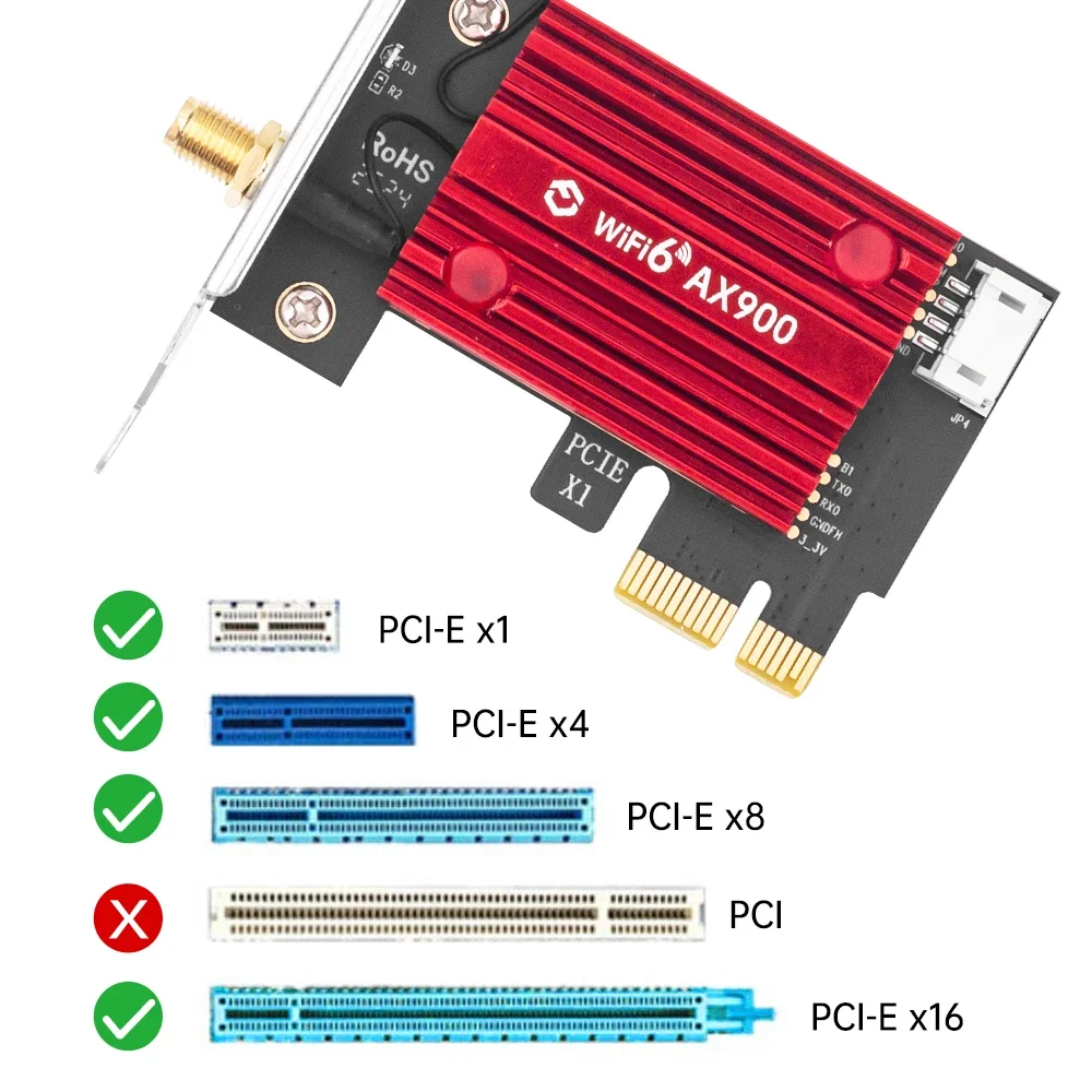 PCIE AX900 WiFi 6 Adaptador WiFi BT5.4 802.11AX Ethernet Tarjeta de red inalámbrica de doble banda 2,4G/5GHz para escritorio Win 10/11 - imagen 5