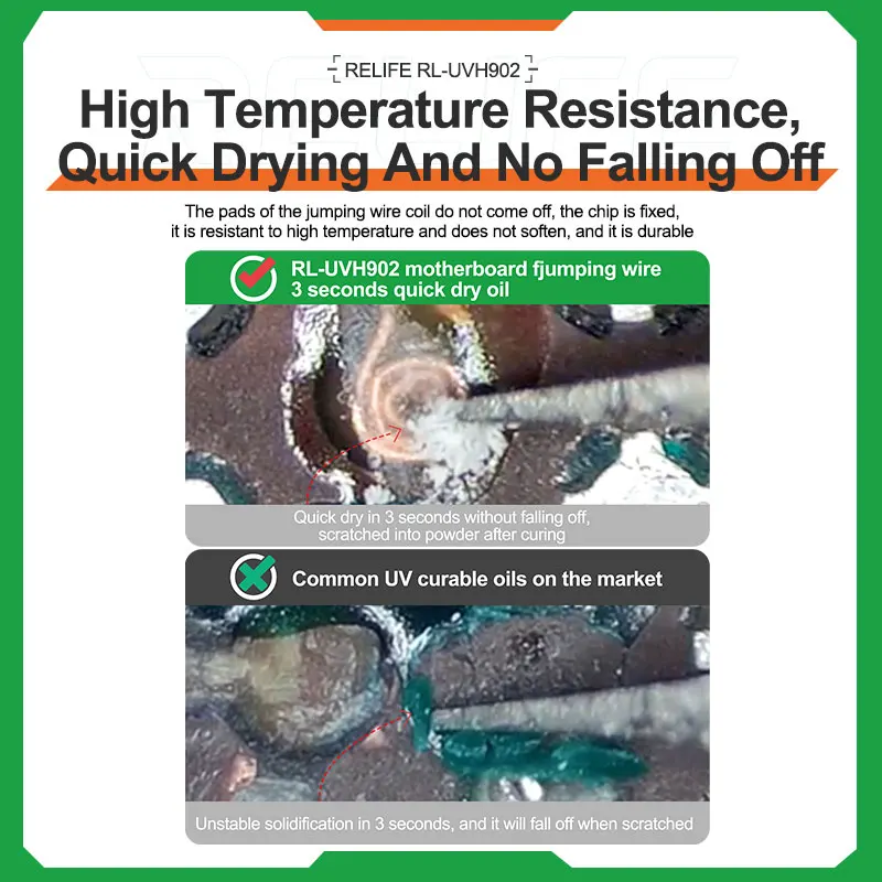 RELIFE RL-UVH902 línea voladora de placa base 3 segundos cable de salto de aceite de secado rápido UV curado de secado rápido para reparación de teléfonos - imagen 5