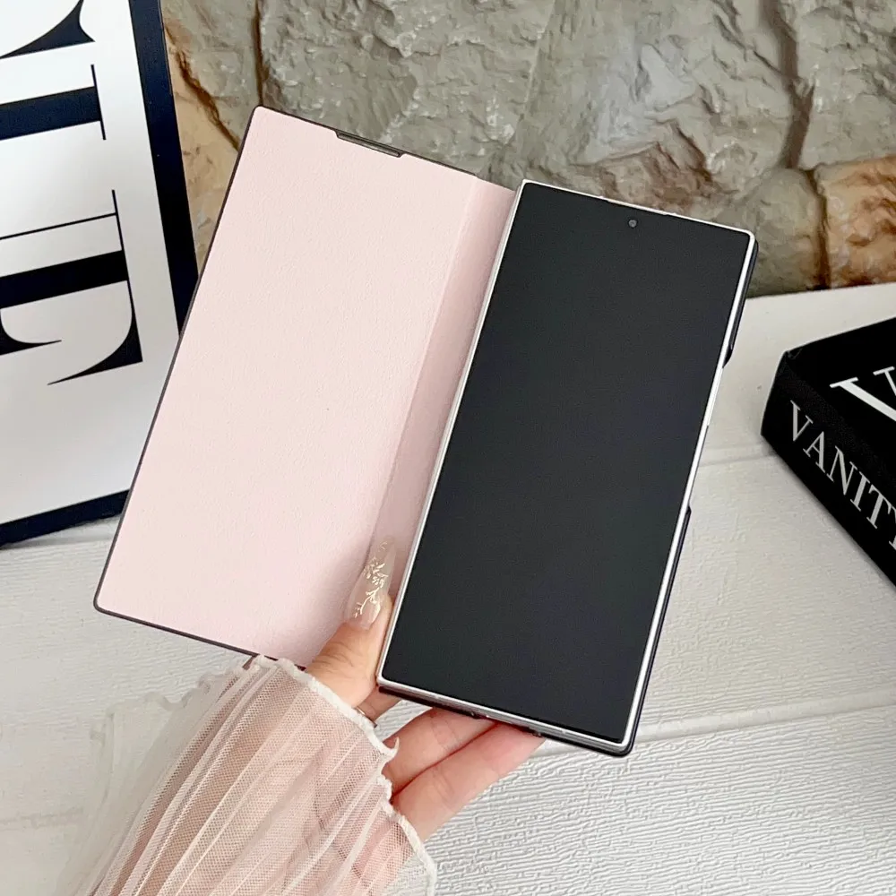 Para Samsung Galaxy Z Fold 7 funda de lujo de cuero PU funda protectora trasera para Samsung Z Fold 7 6 5 carcasa de cubierta completa - imagen 4