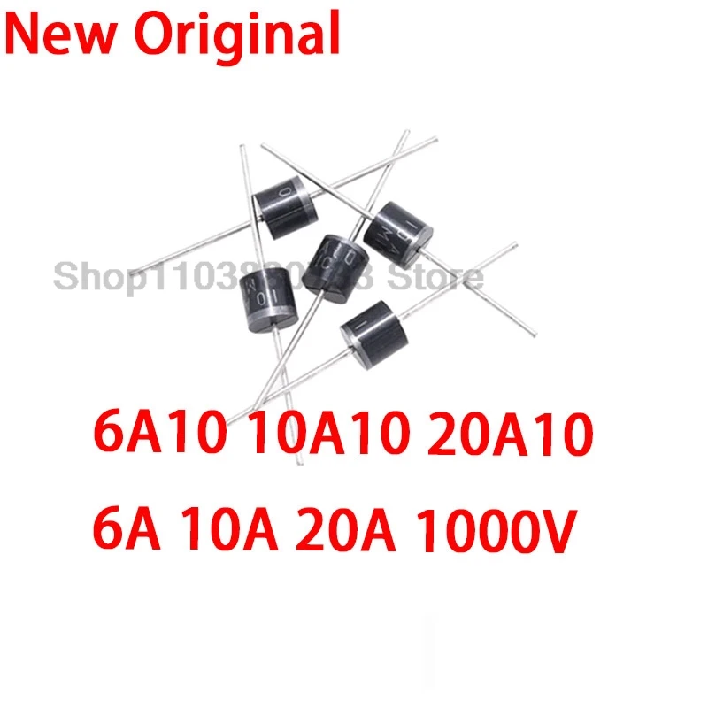 5 uds 100% nuevo 10A10 6A10 20A10 30A10 R-6 DIP 6A 10A 20A 1000V diodo rectificador Axial eléctrico diodo de carga nuevo de buena calidad