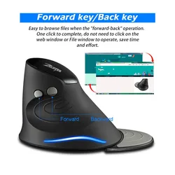Ratón Vertical Inalámbrico Ergonómico USB 2400 DPI Uso Derecho