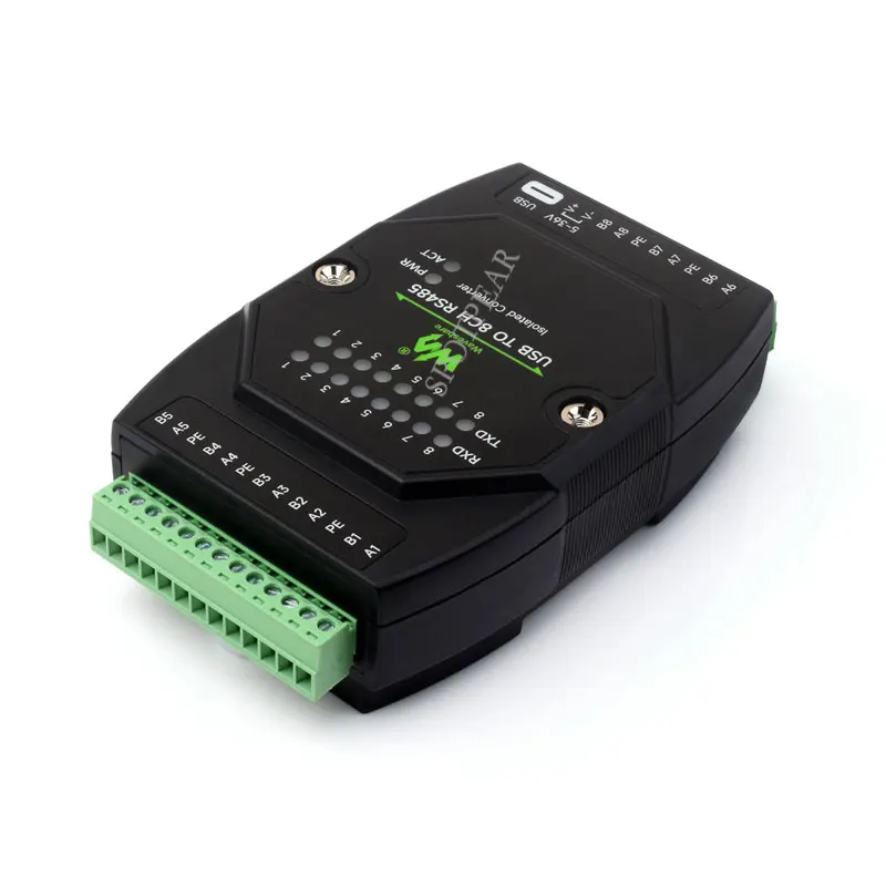 Convertidor industrial aislado UART USB a 8 canales RS485 para carril estándar de 35 mm y instalación apilada - imagen 3