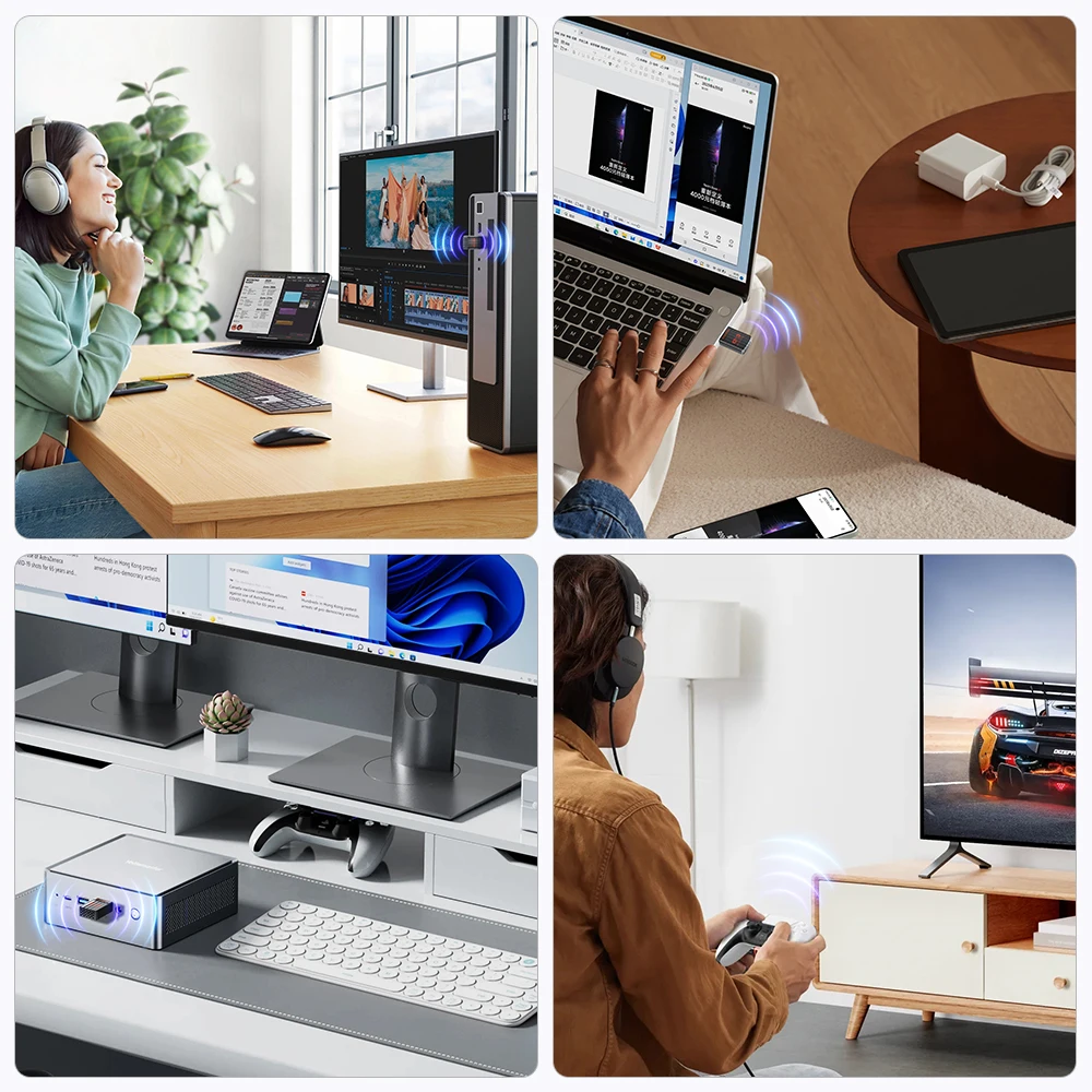 Toocki AX900 adaptador Wi-Fi Bluetooth 5,4 WiFi6 5GHz y 2,4 GHz controlador Dongle WiFi de doble banda receptor gratuito de 600M para ordenador portátil WIN 10/11 - imagen 3