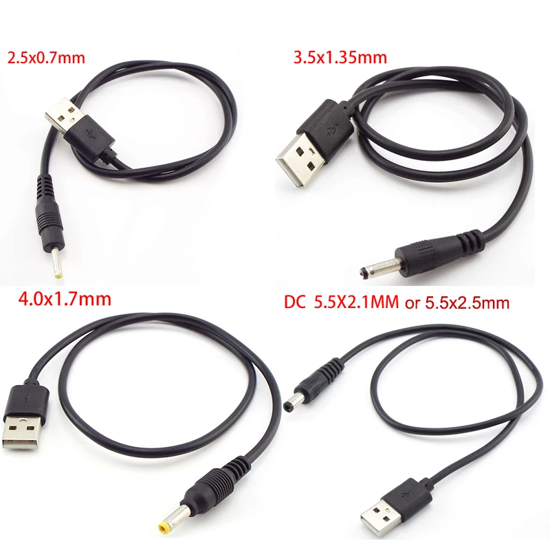 Conector de cable de extensión tipo A macho, fuente de alimentación de 1m, USB tipo A DC 5,5x2,5mm, 3,5mm, 4,0mm x 1,7, 5,5x2,1mm, a7 - imagen 2