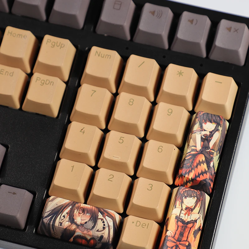 108 teclas PBT Dye Subbed Keycaps dibujos animados Anime Gaming Key Caps pesadilla fecha un vivo retroiluminado Keycap para teclado de diseño ANSI - imagen 4