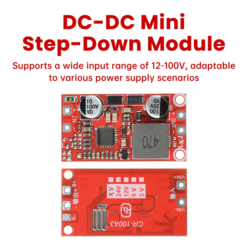 Placa reductora del convertidor Buck 3A, módulo de fuente de alimentación de 12-100V a 5V 12V DC-DC, alta eficiencia, baja ondulación - imagen 3